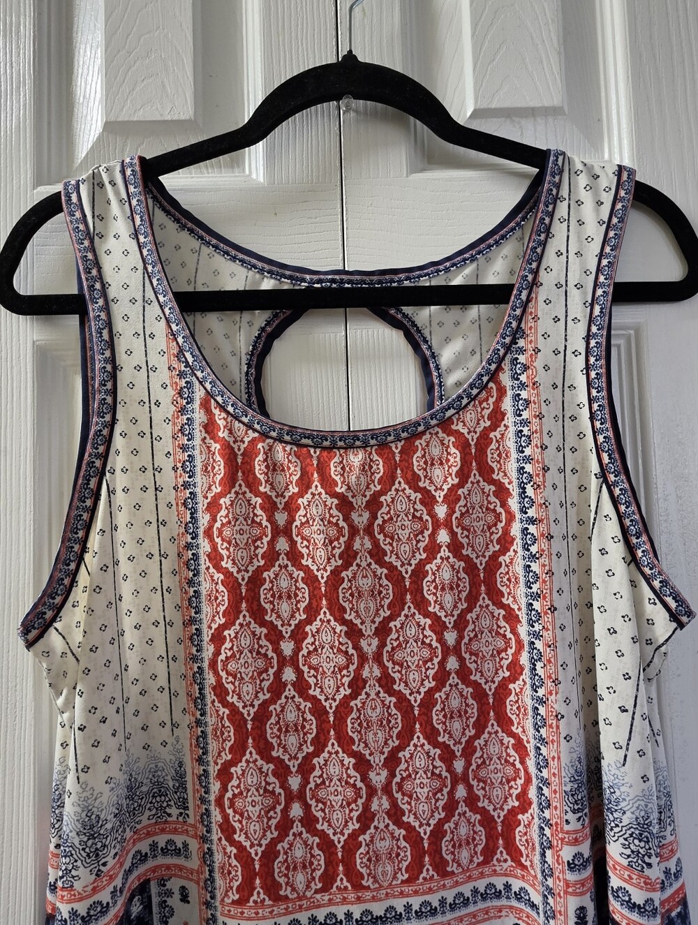Max Studio White, Red & Blue Sleeveless Printed Shift Dress L - Picture 3 of 8